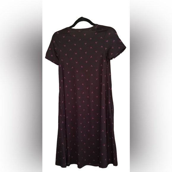 LULAROE Black Heart Patterned Short Sleeved Midi Dress, Size XXS, EUC - Picture 9 of 9